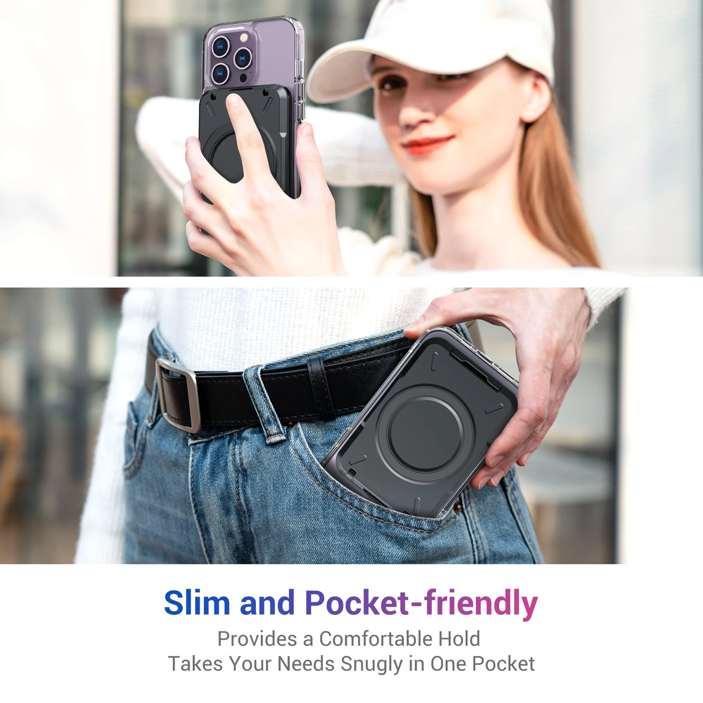 Magnetic MagSafe Wallet & RFID Card Holder Compatible with iPhone 11–15 Series (Pro/Pro Max) – Slim Leather Wallet with Secure Grip