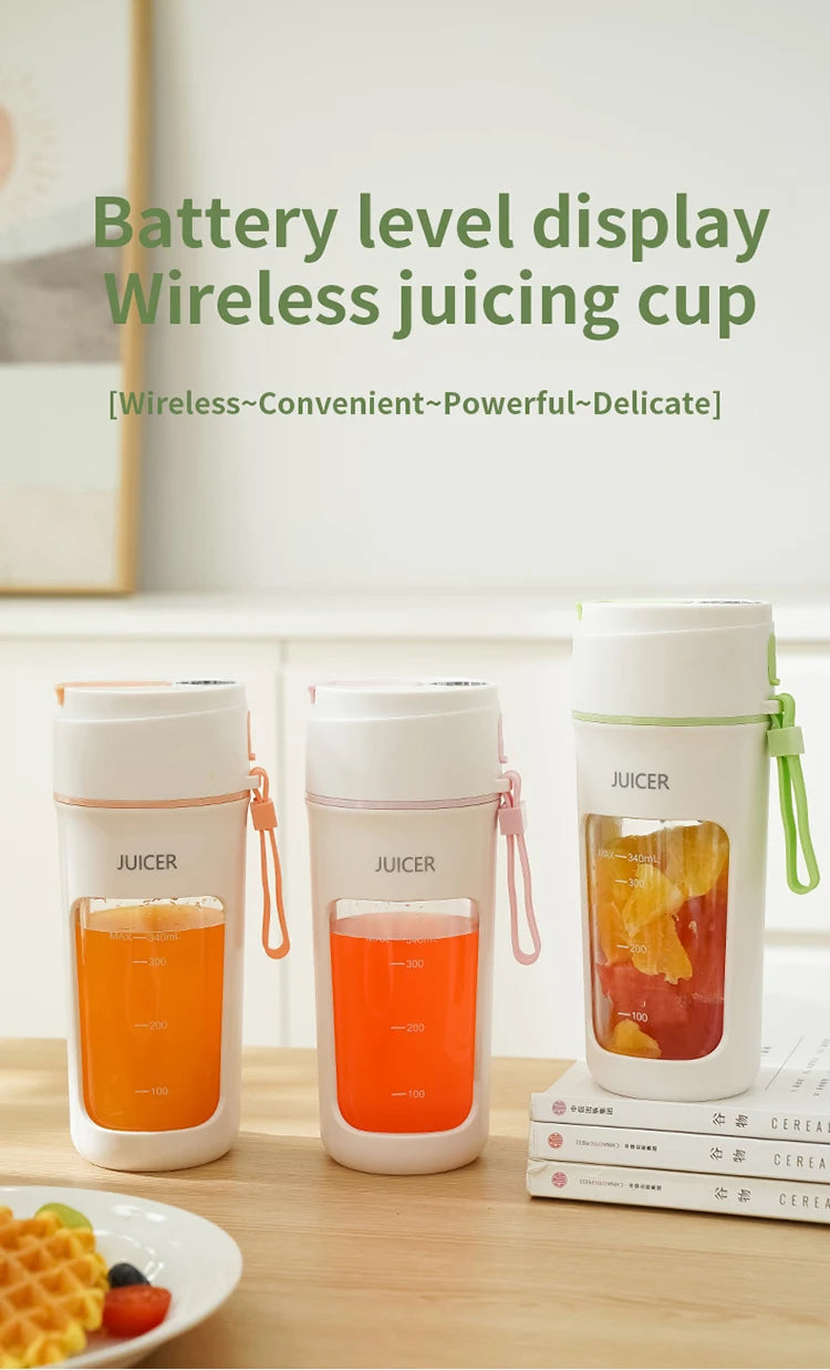 Mini Portable Electric Juicer Blender – Multifunctional Fruit Extractor with 6 Blades and 1200mAh Battery for Smoothies and Mixing
