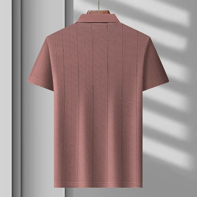 Men’s Breathable Ice Silk Polo Shirt – Seamless Short Sleeve Business Casual Summer Top