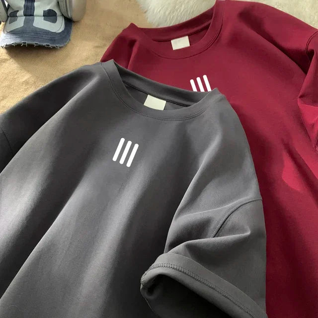 Men's Oversized Cotton T-Shirts – 2024 New Casual Summer Printed Tees, Fashionable and Comfortable, Available in White and 3XL Size.