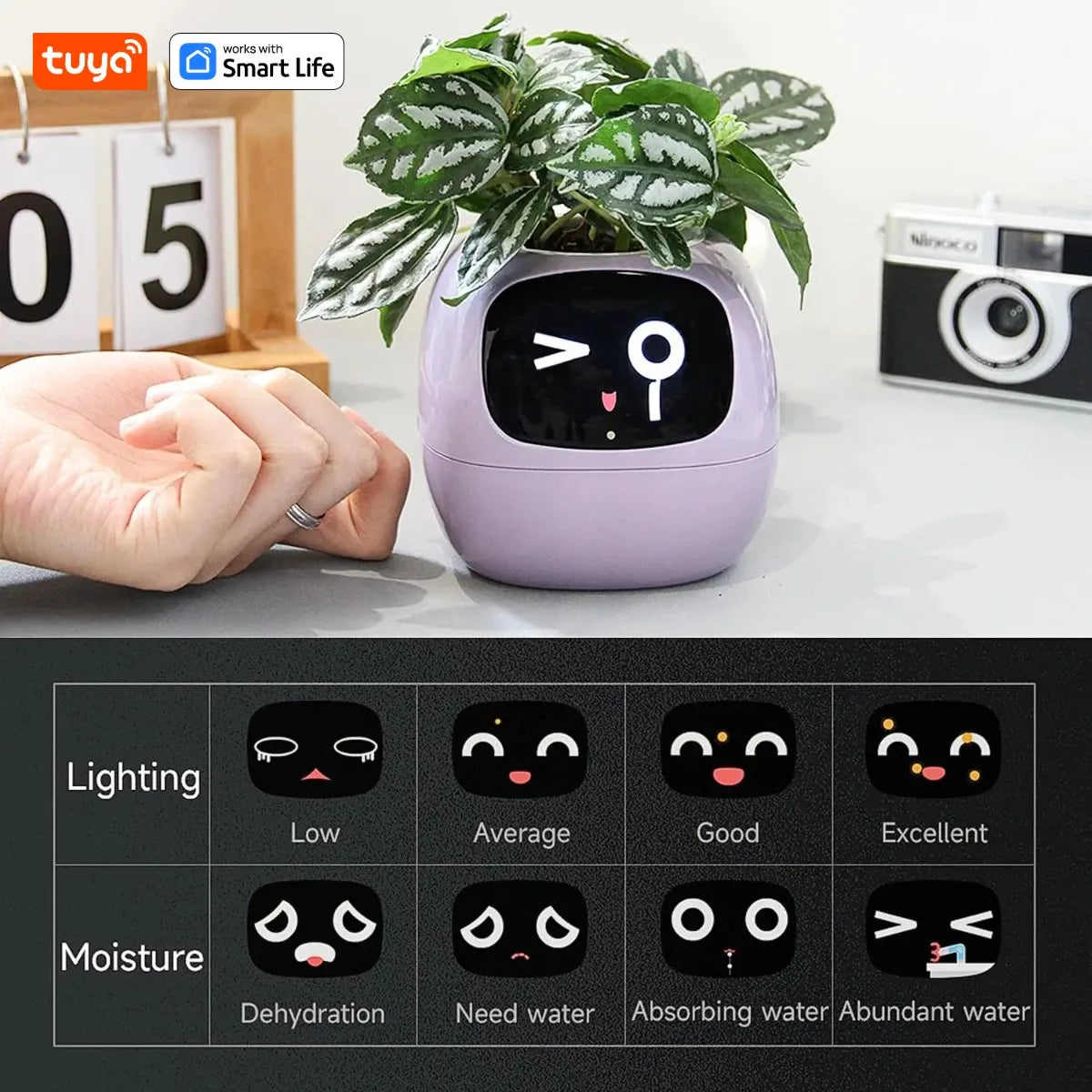 Tuya Ivy AI Smart Flower Pot – 49+ Animated Expressions, 7 Sensors & Intelligent Plant Care