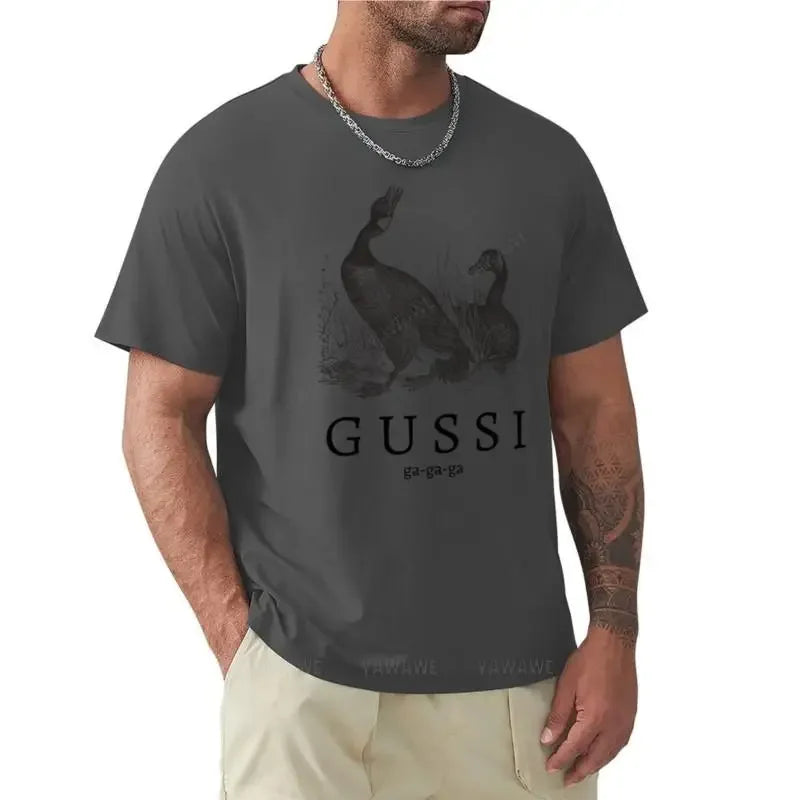 Men’s Cotton T-Shirt with “G U S S I (Geese)” Funny Slogan – Cute Summer Tee for Men