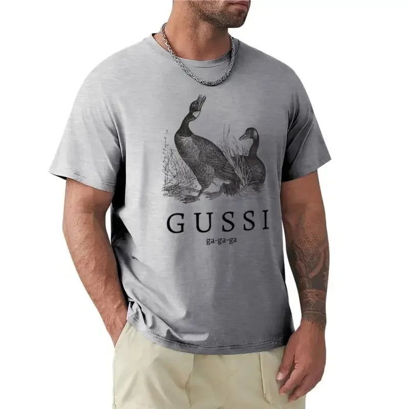 Men’s Cotton T-Shirt with “G U S S I (Geese)” Funny Slogan – Cute Summer Tee for Men