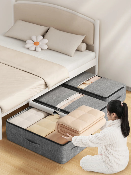 Foldable Underbed Storage Organizer Bag – Large Capacity Clothes, Quilt & Blanket Holder for Closet or Wardrobe Use