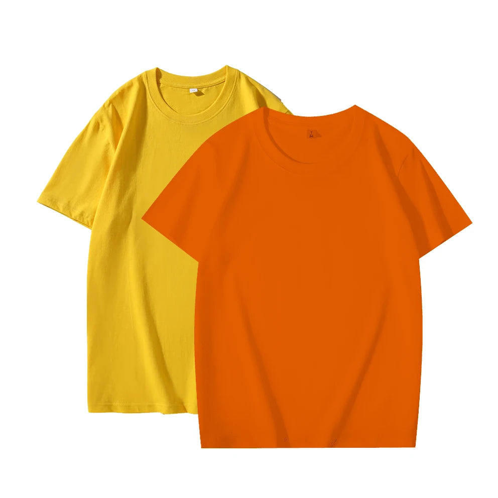 2-Pack Unisex Solid Color T-Shirts – 100% Cotton, Loose Fit, Short Sleeve, Basic Everyday Tees for Men & Women, White & Black Options
