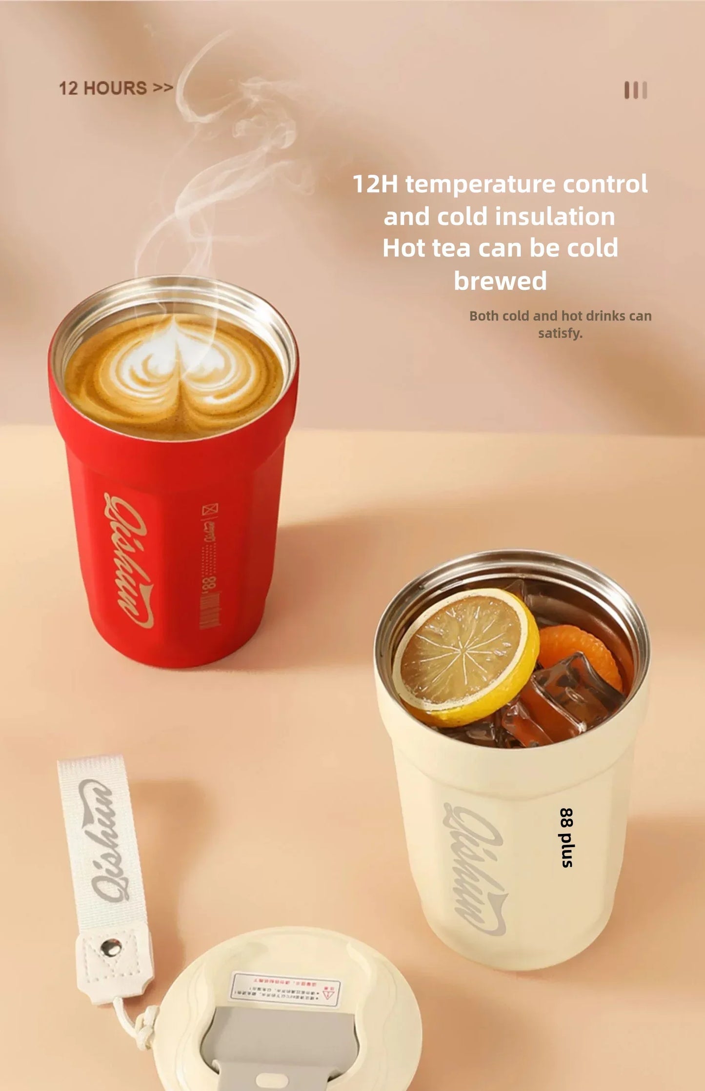 480ml Travel Coffee Mug, Insulated Coffee Mug, Double Walled Stainless Steel Insulated Coffee Tumbler for Hot/Ice Coffee Tea