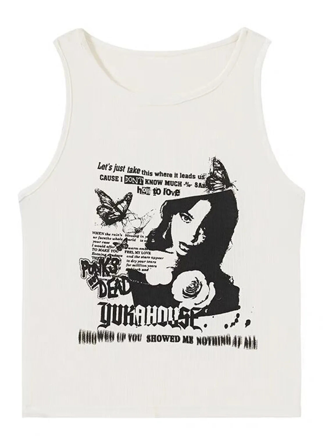 Y2K-Inspired Grunge Ribbed Knit Crop Tank Top for Women – Sleeveless, Sexy Streetwear Aesthetic from the 2000s