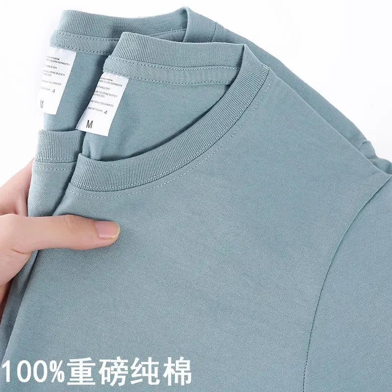 100% Cotton Unisex T-Shirt – Solid Color O-Neck Short Sleeve Tee, Korean Loose Fit (M–4XL)