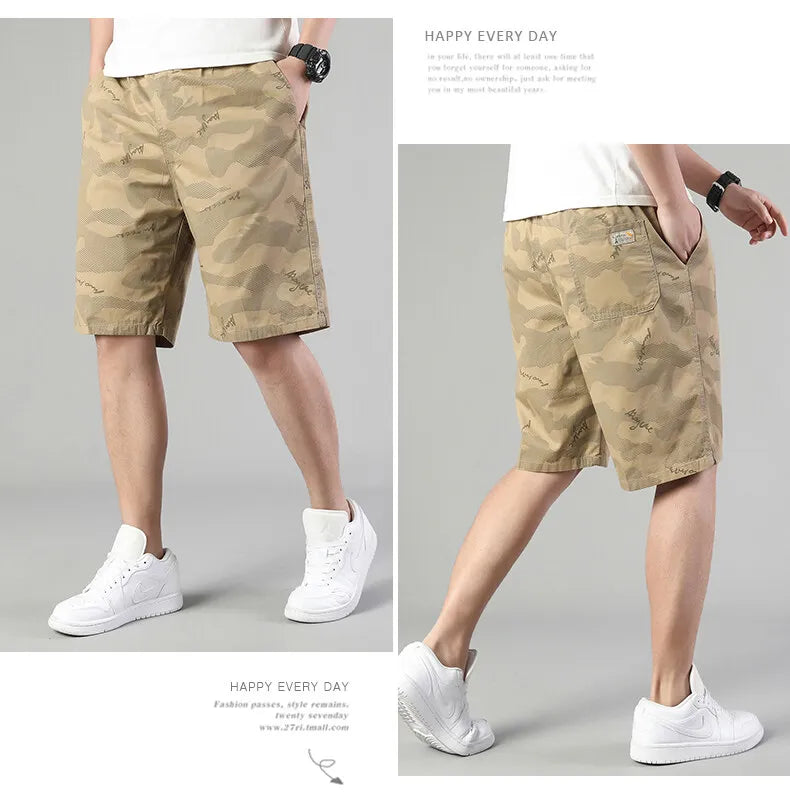 Men’s Relaxed Fit Sweat Shorts – Elastic Waist Cotton Cargo Gym Shorts with Drawstring, Casual and Comfortable