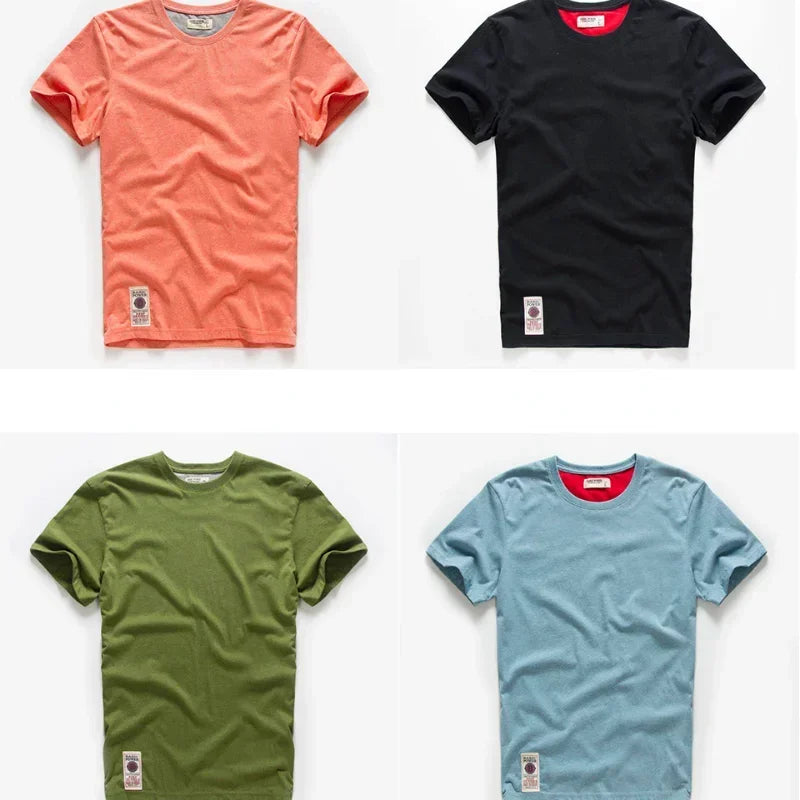 Men’s Cotton Short Sleeve T-Shirt – Casual O-Neck Basic Tee for Summer – Y2K Streetwear Style High-Quality Top 