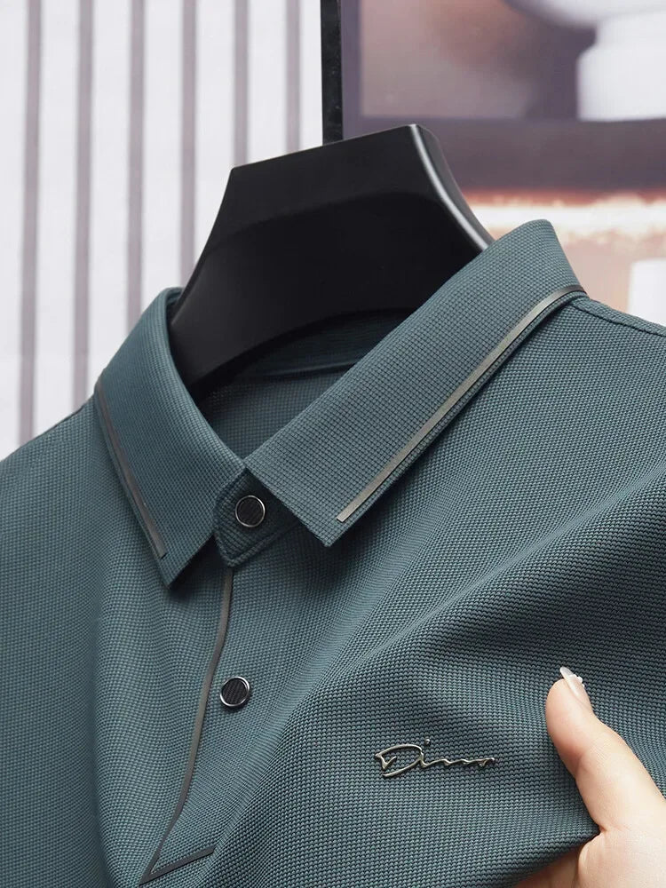 Men's Seamless Polo Shirt – Premium Cool Touch Fabric, Slim Fit Business Casual Golf Tee with Turn-Down Collar