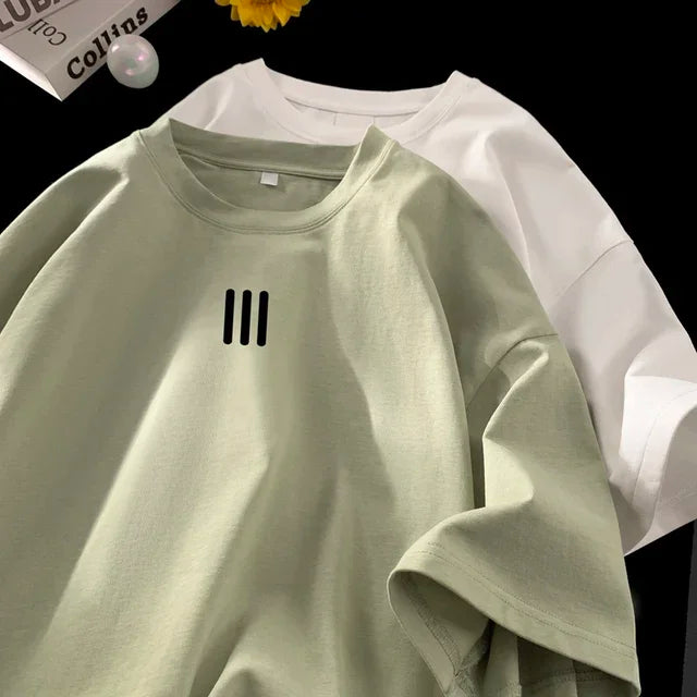 Men's Oversized Cotton T-Shirts – 2024 New Casual Summer Printed Tees, Fashionable and Comfortable, Available in White and 3XL Size.