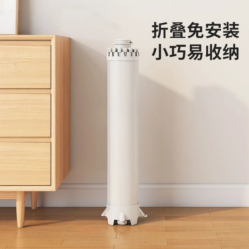Compact Double-Layer Folding Drying Rack for Floor-to-Ceiling Balcony Use