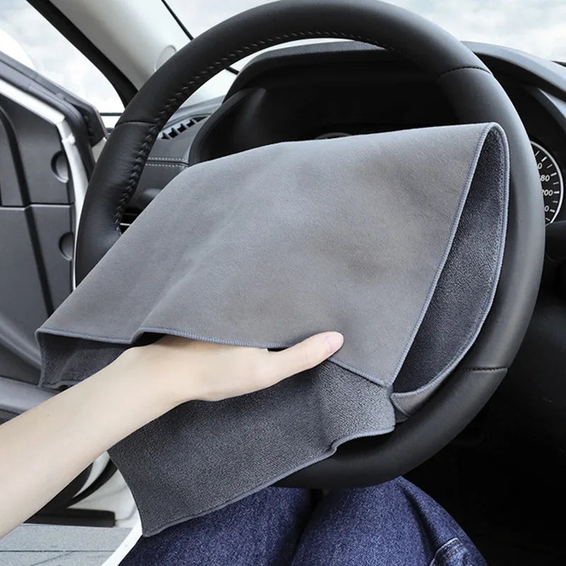 Super Absorbent Double-Sided Deer Skin Velvet Car Cleaning Towel – Seamless, Lint-Free Wipe Cloth for Auto Maintenance