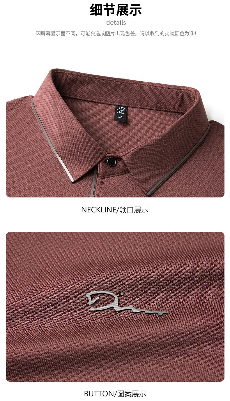 Men’s Premium Seamless Polo – Luxury Cool Fabric, Slim Fit, Anti-Wrinkle, Business‑Casual Golf Tee