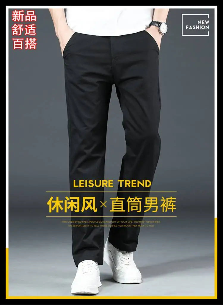 Men's Spring Loose-Fit Cotton Work Trousers – Durable Outdoor Straight-Leg Casual Business Pants 