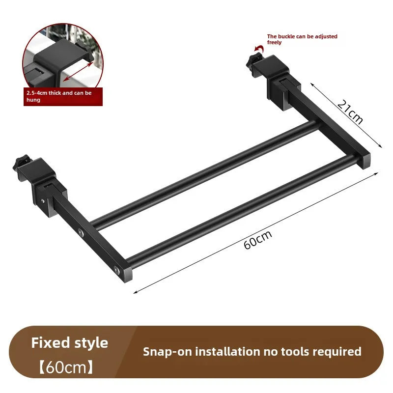 Adjustable Snap-On Drying Rack for Balcony or Window Railings — Space-Saving Clothes Hanger for Indoor/Outdoor Use