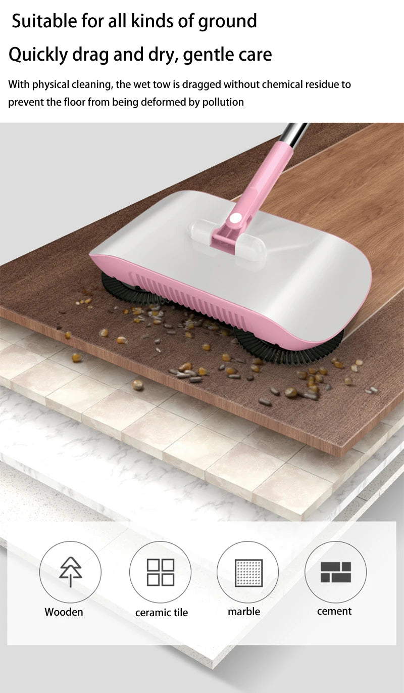All-in-One Manual Sweeping Broom & Dustpan Set – Hand-Push Floor Sweeper & Vacuum Cleaner for Home Use