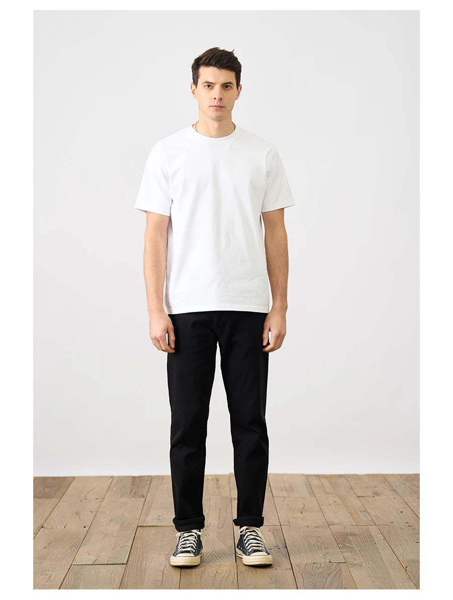 SIMWOOD 2025 Men’s Oversized 100% Cotton T-Shirt – Breathable & Comfortable Spring/Summer Top, 310gsm