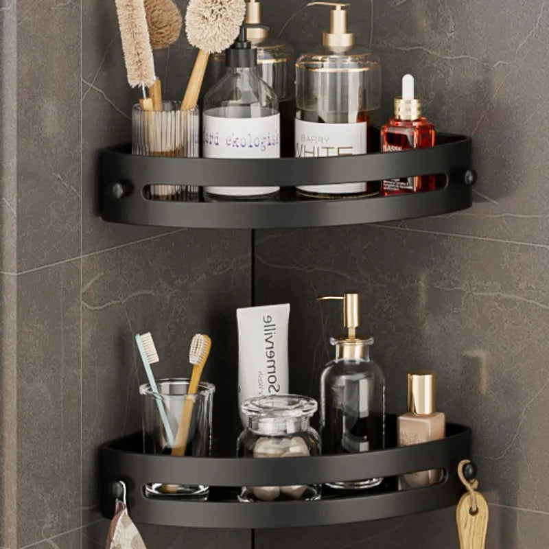 2PCS Adhesive Corner Shelves – No-Drill Wall-Mounted Bathroom Organizer for Shower, Sink & Toilet