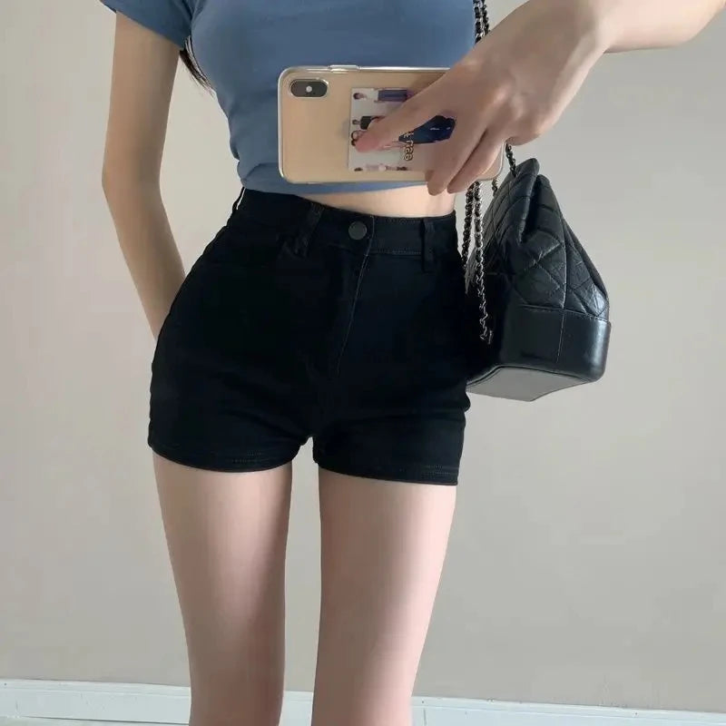 Women's Raw Hem Ripped Denim Shorts – High Waist A-Line Summer Streetwear Hot Pants, Sexy Skinny Retro Casual Style