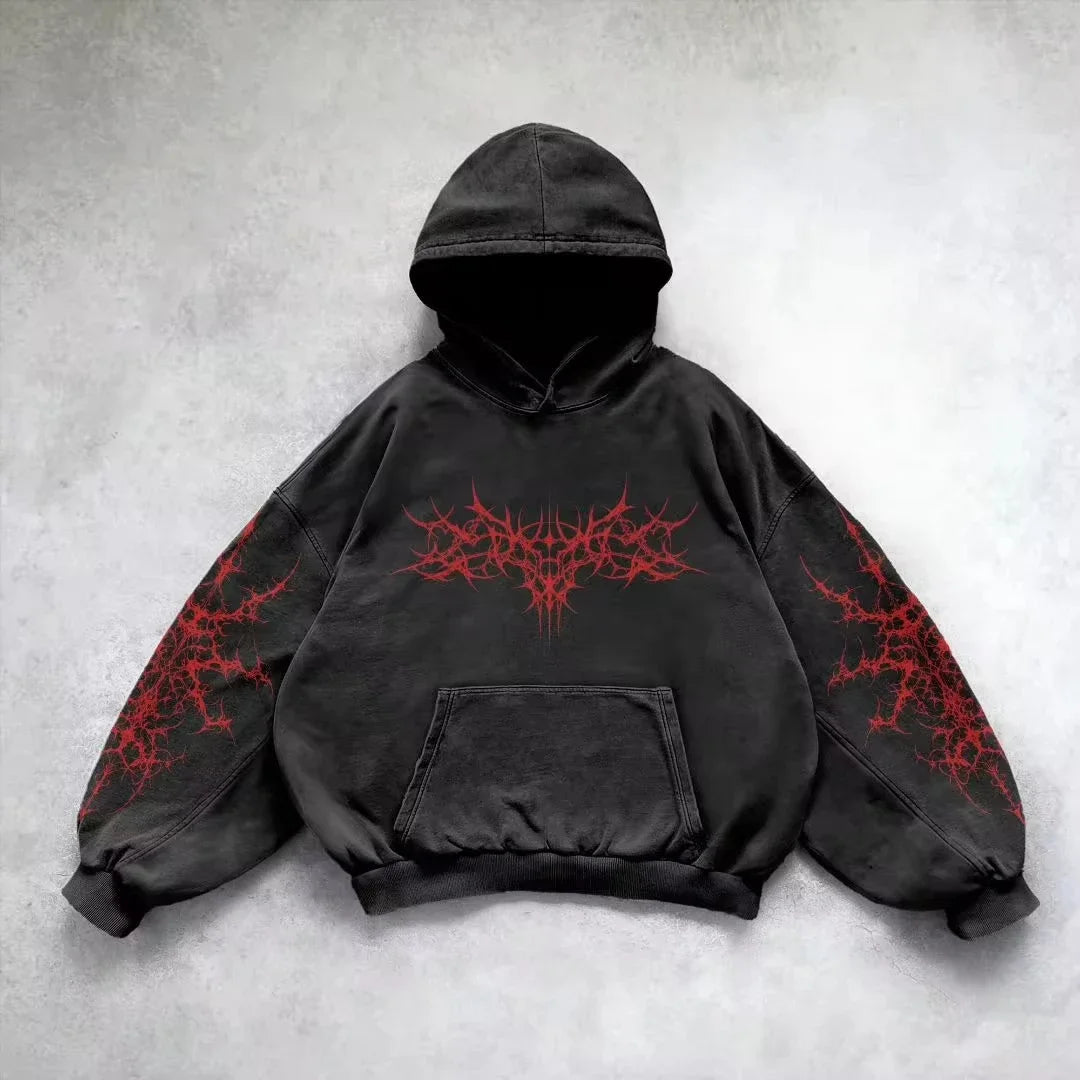 American Y2K-Inspired Oversized Padded Hoodie – Women's Streetwear Hip Hop Zip-Up Sweatshirt, Casual Punk Couple Style Outerwear