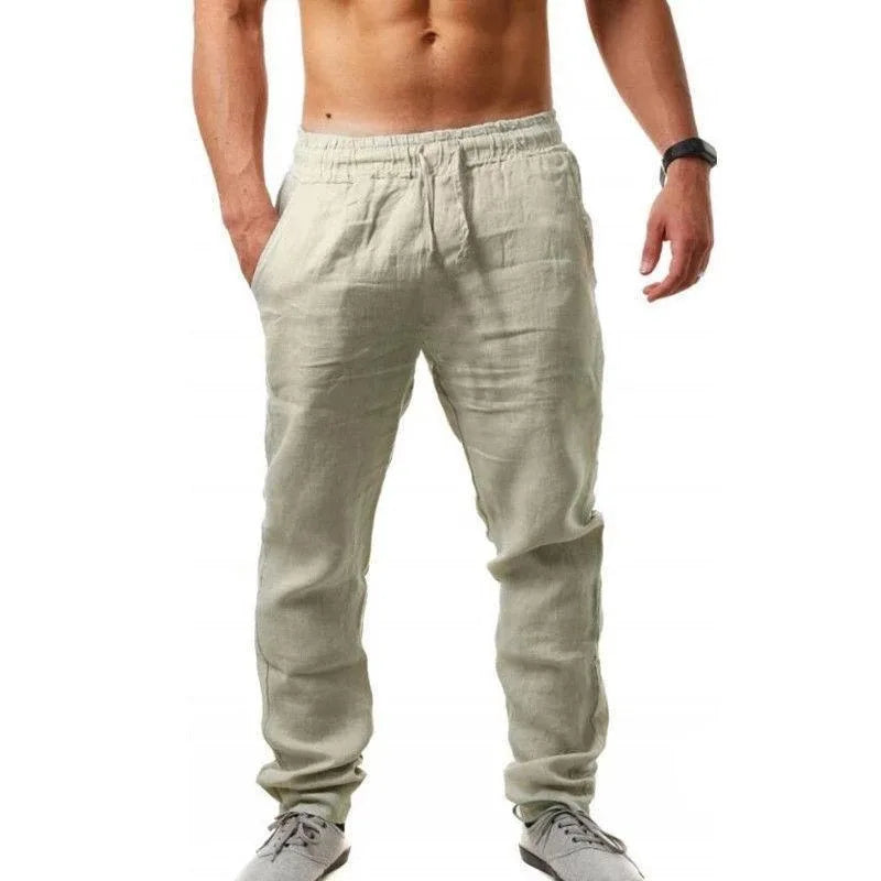 2025 Men's Lightweight Cotton-Linen Blend Casual Pants – Breathable, Comfortable Straight-Fit Trousers for Spring & Summer