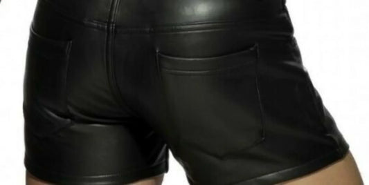 Trendy 2023 Men’s Solid Color Short Leather Shorts – Summer Casual Nightclub Wear, Plus Size 5XL Ropa Hombre