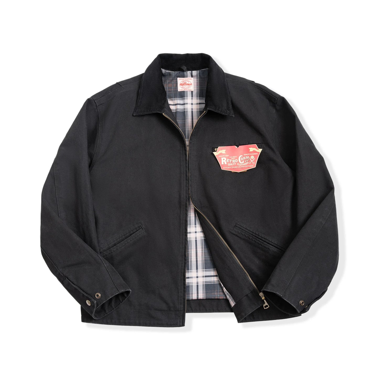 Maden Retro Interstellar J001 Canvas Detroit Hunting Jacket – Heavy-Duty Work Coat with Lapel Collar and Multiple Pockets