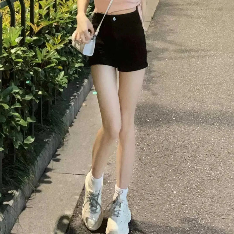 Low-Waist European Denim Shorts for Women – Summer Y2K Streetwear, Solid Color, Sexy & Versatile Hot Pants