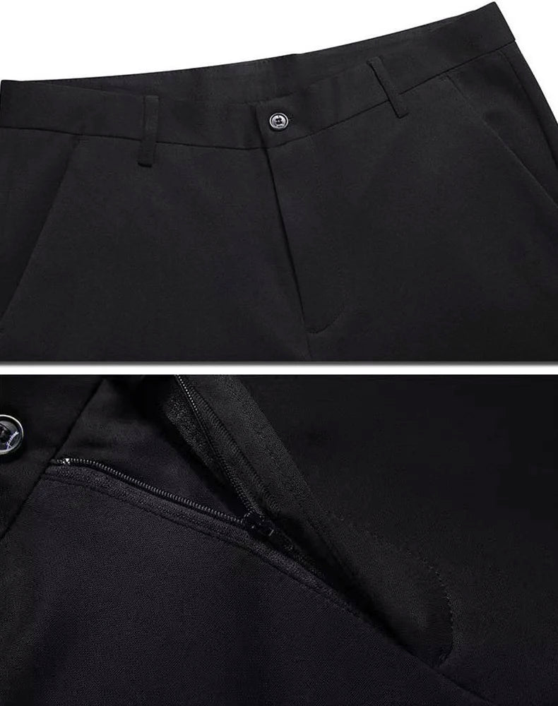 Men’s Stretch Slim-Fit Quick-Dry Suit Pants – Korean Style Straight Trousers for Office & Casual Wear (Spring/Autumn)