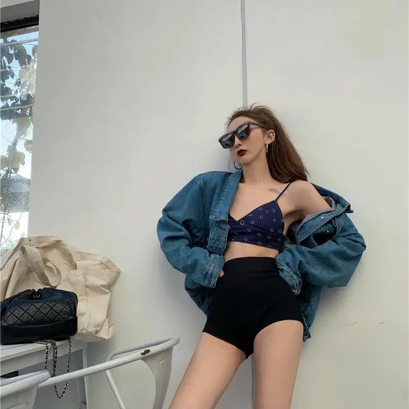 Women's High-Waist Black Shorts – Slim Fit Solid Color Summer Bottoms for Dance, Club, K-pop, and Streetwear Style (Up to 5XL)