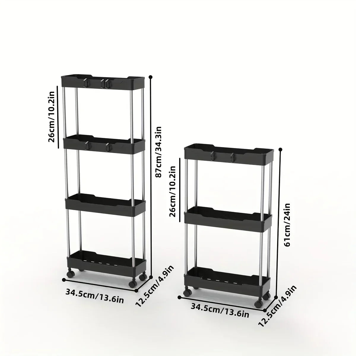 4-Tier Rolling Bathroom Storage Cart with Wheels – Multi-Purpose Corner Organizer Shelf for Home Use