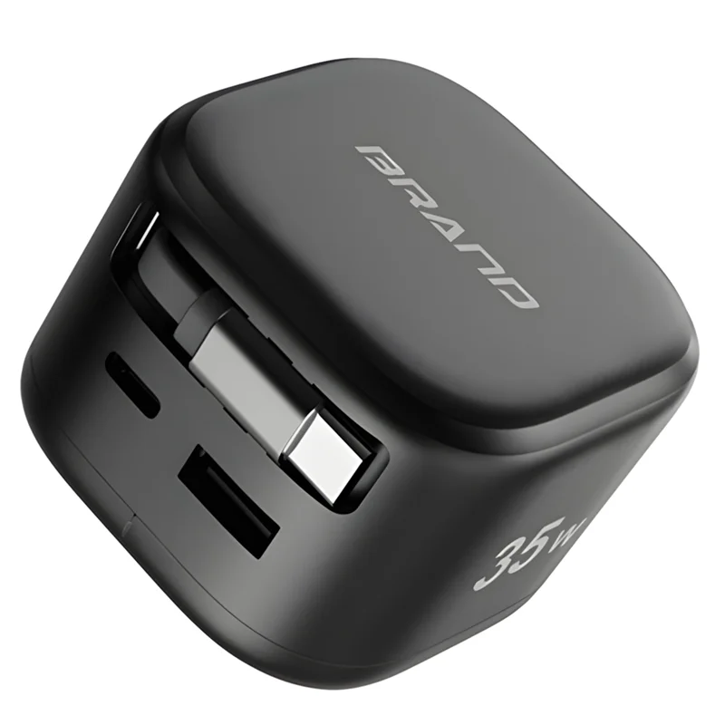 Advanced 35W USB Type-C Retractable Fast Charger | PD Travel Adapter with Lithium Battery Support – US Plug