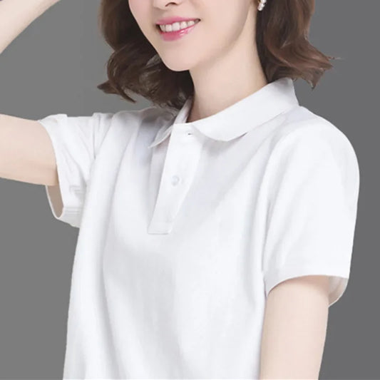 Women's Summer Short Sleeve Polo Shirt – Breathable, Sweat-Absorbing, High-Quality Business Casual Top (S–3XL)