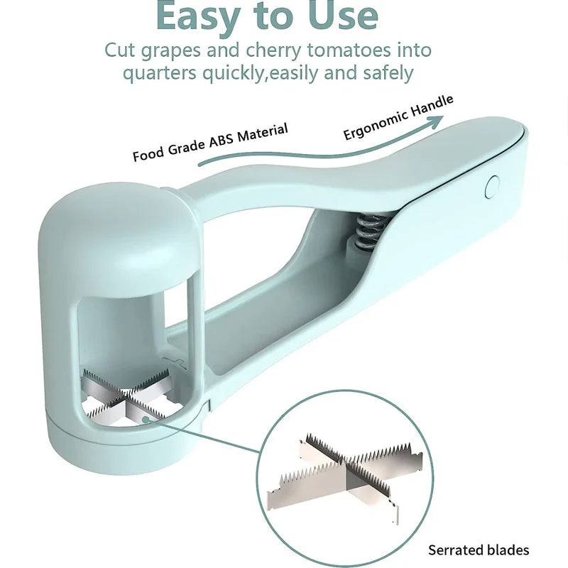 Toddler-Friendly Tomato and Grape Slicer Cutter – Cherry Fruit Salad Tool, Baby Kitchen Gadget for Easy Cutting