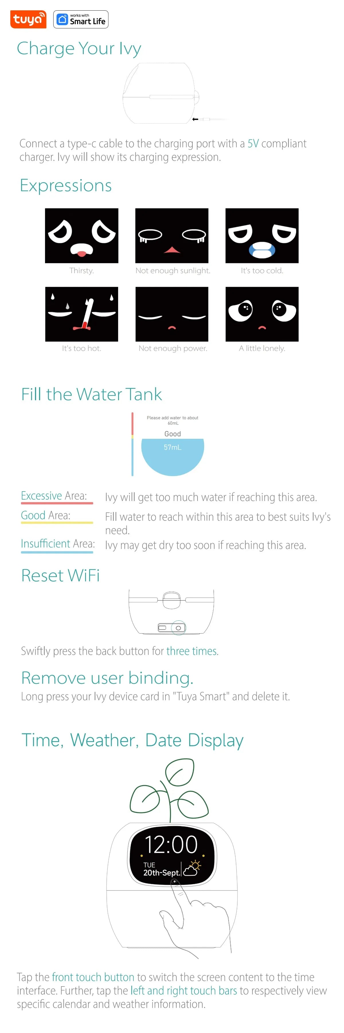 Tuya Ivy AI Smart Flower Pot – 49+ Animated Expressions, 7 Sensors & Intelligent Plant Care