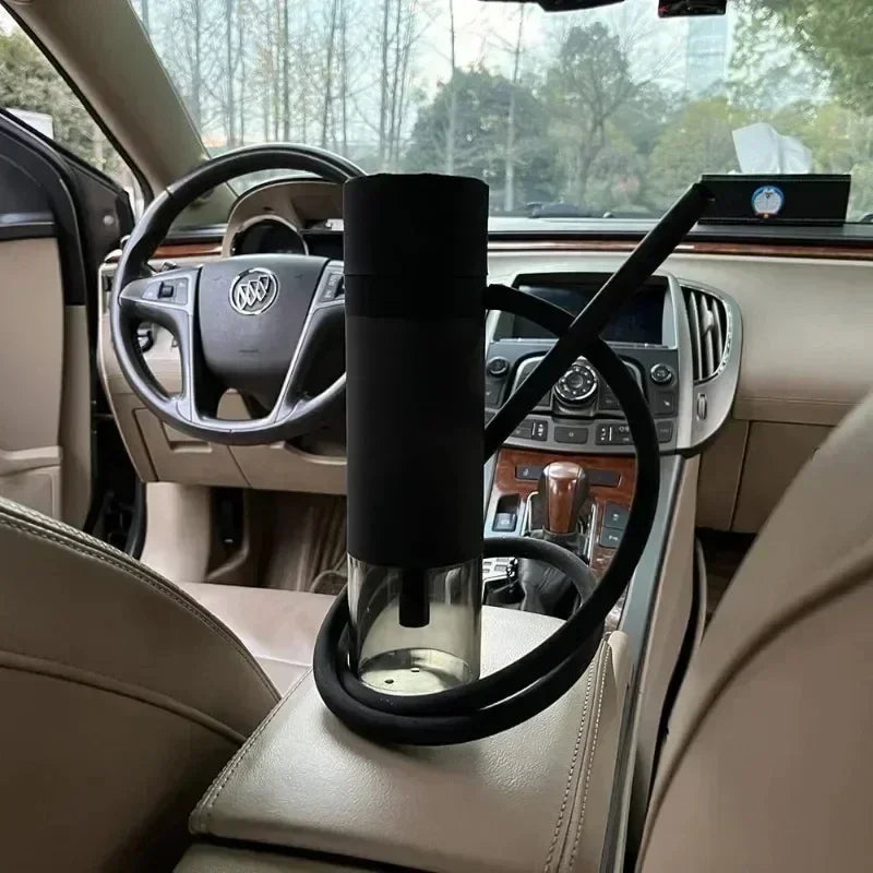 Portable Car Hookah Set with Ceramic Bowl, Acrylic Shisha Pipe & Hose – Travel-Friendly Chicha Smoking Accessory