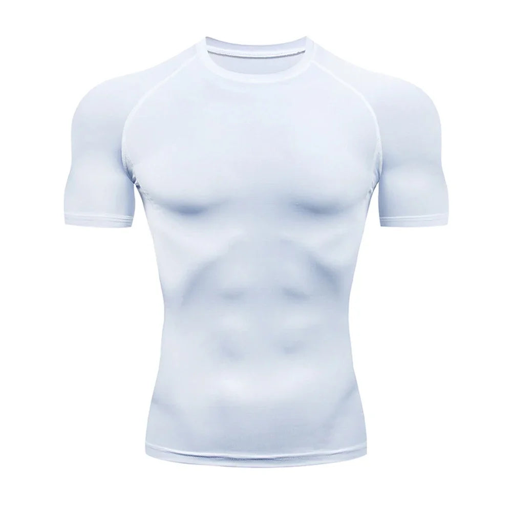 Men’s Summer Compression Workout T-Shirt – Tight-Fit Quick-Dry Athletic Tee for Gym, Running, and Fitness Training