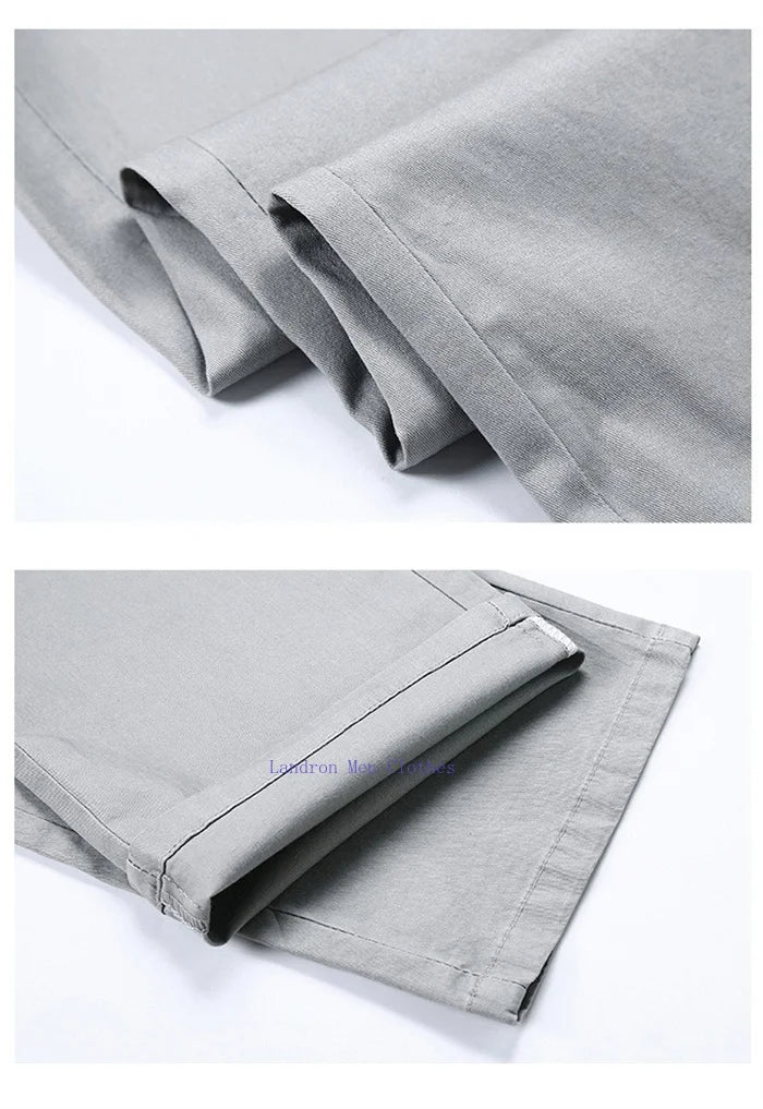 Men's Summer Lightweight Stretch Chino Pants – Loose Fit Cotton Trousers in Khaki, Blue, and Black – Plus Sizes 42 & 44