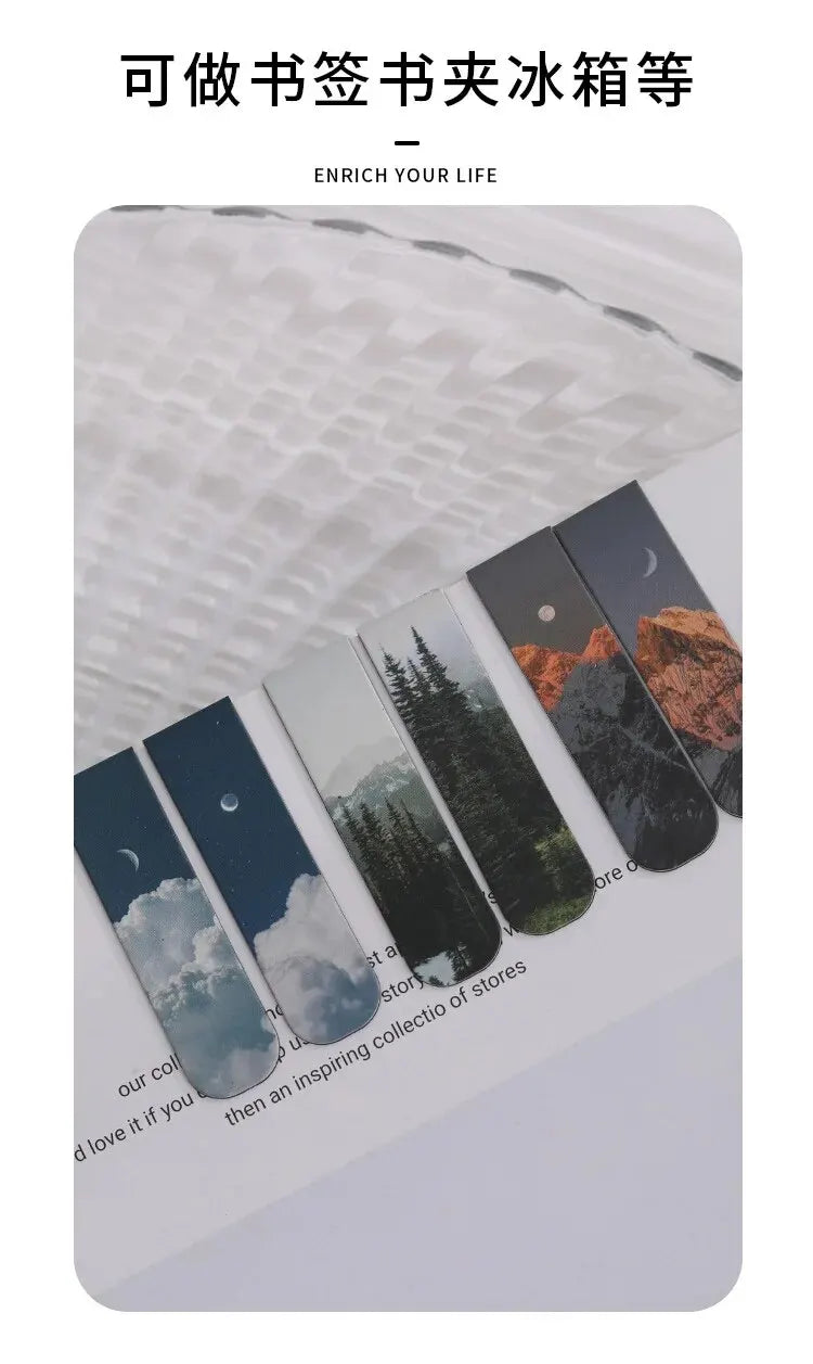 2pcs Magnetic Forest-Themed Bookmarks – Landscape Design for Book Lovers & Readers