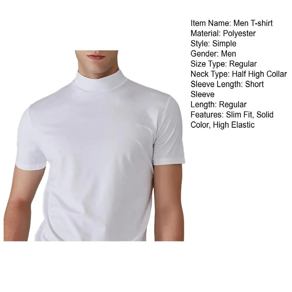Men’s Slim Fit Half-High Collar Quick-Dry T-Shirt – Short Sleeve Lightweight Summer Sports Tee
