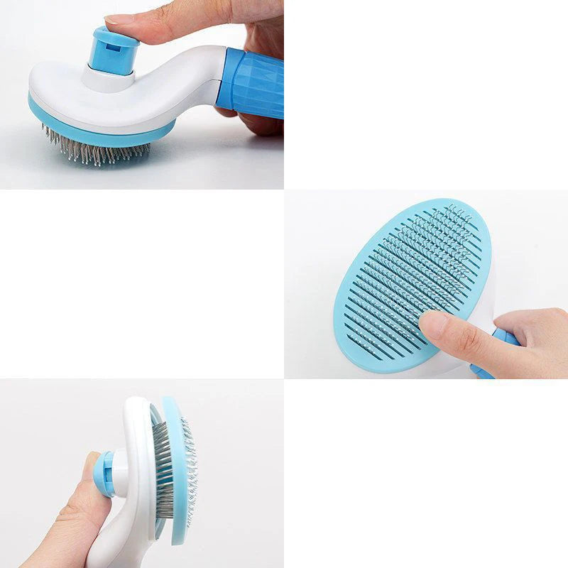 Pet Grooming Brush – Stainless Steel Comb for Long-Haired Dogs & Cats, Hair Removal and Cleaning Tool