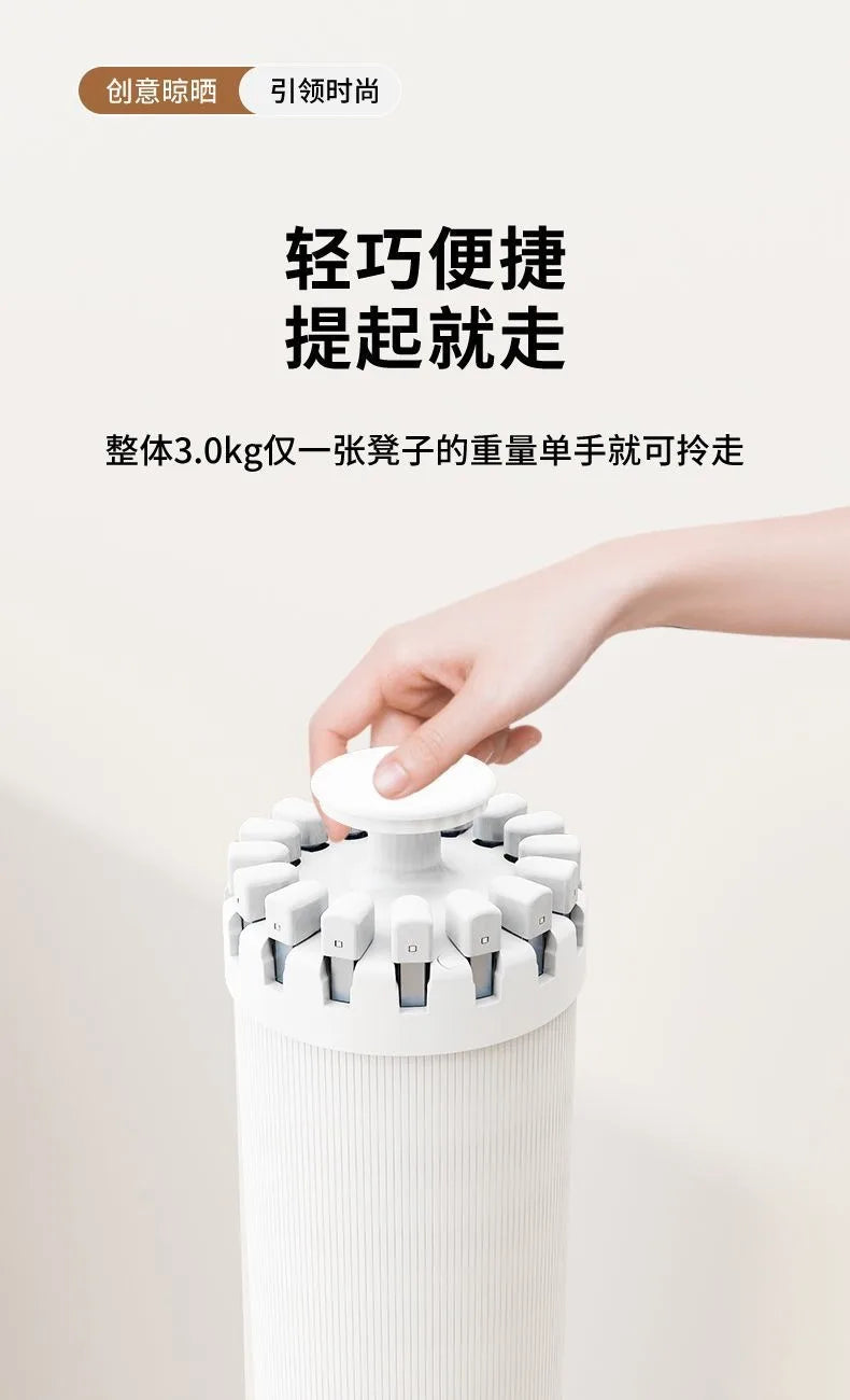 Compact Double-Layer Folding Drying Rack for Floor-to-Ceiling Balcony Use