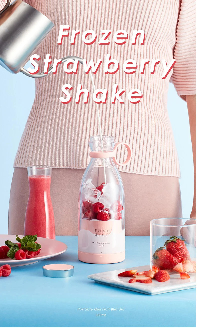 Portable Mini Electric Juicer Blender – USB Rechargeable Fruit Mixer & Multifunctional Smoothie Maker