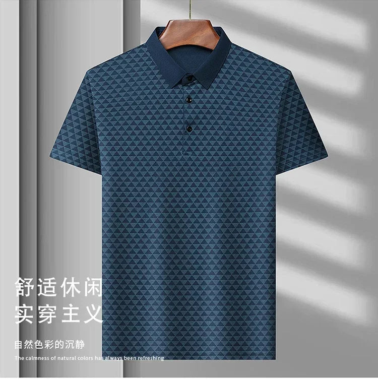 Men’s Breathable Ice Silk Polo Shirt – Seamless Short Sleeve Business Casual Summer Top