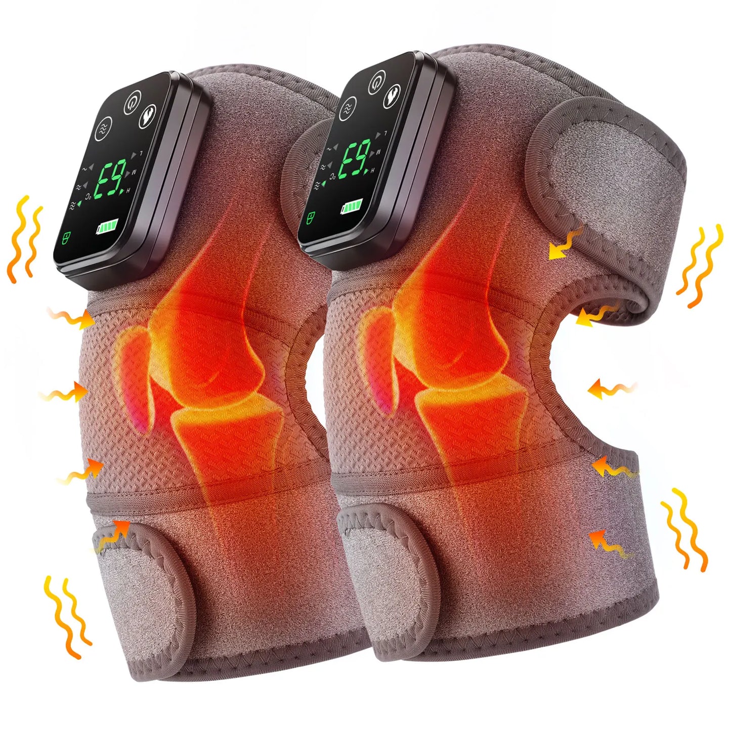 3-in-1 Electric Heated Knee Massager Pad with Vibration – Hot Compress for Shoulder, Elbow & Joint Muscle Relief