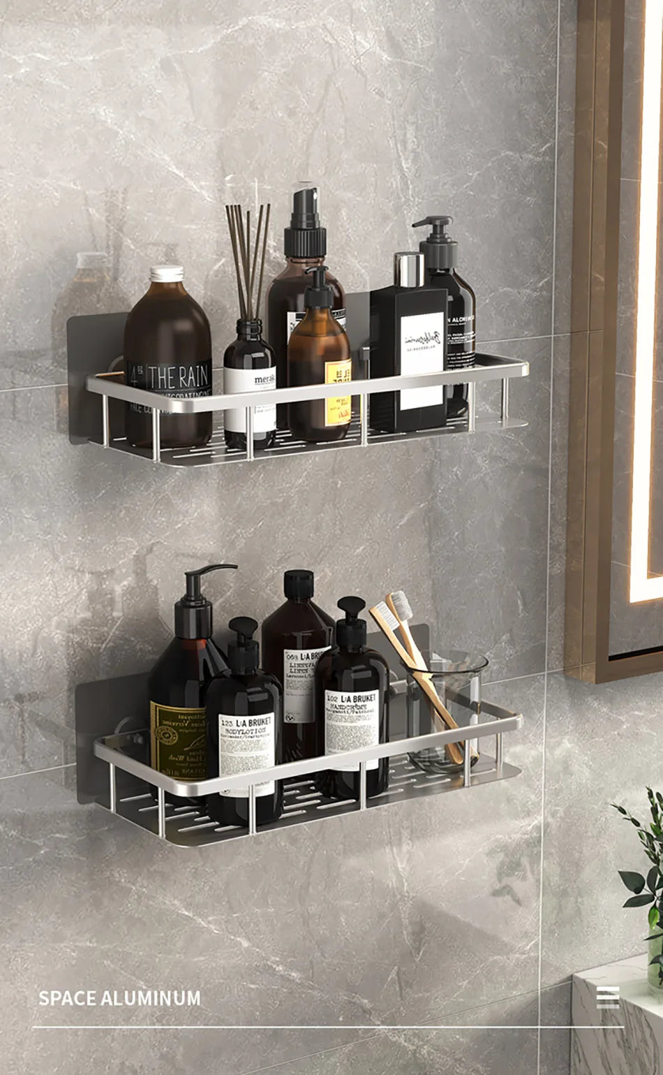 No-Drill Wall-Mounted Bathroom Shelf – Corner Shower Organizer for Shampoo, Toiletries, and Bathroom Essentials