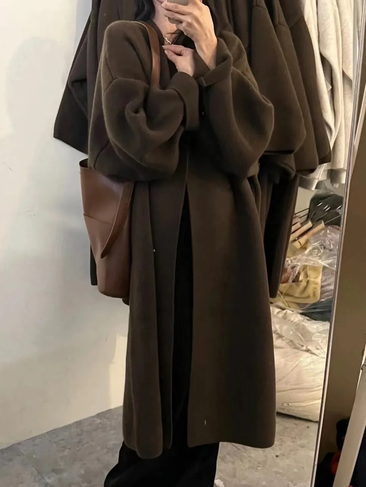 2024 Women's V-Neck Knit Cardigan – Long Sleeve Open Front Sweater, Loose Fit Solid Color Winter Outerwear