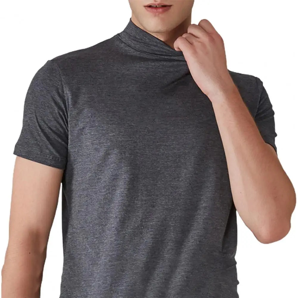 Men’s Slim Fit Half-High Collar Quick-Dry T-Shirt – Short Sleeve Lightweight Summer Sports Tee